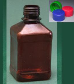 Бутылка квадратная 270 мл коричневая с крышкой с контрольным кольцом