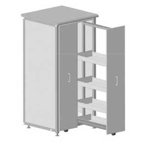 Шкаф 2 выдвижные вертикальные секции 640x630x1350 ламинат серый, серый металл